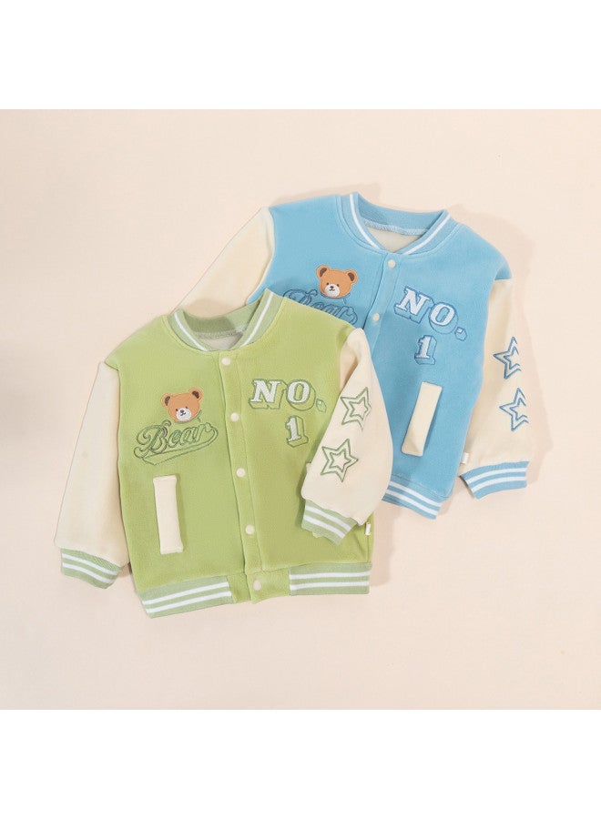 Bornbay spring/fall Boys' Outerwear Playful Cartoon Jacket With Warm Fleece Lining Windproof Coat Top - Image 4