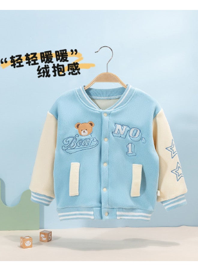 Bornbay spring/fall Boys' Outerwear Playful Cartoon Jacket With Warm Fleece Lining Windproof Coat Top - Image 1
