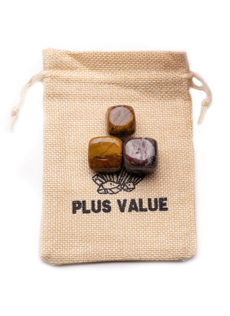Plus Value Plus Value Petrified Wood Tumbled Pebbles Stone Crystal Reiki Healing Aura Chakra 50grams Jute Bag  - Image 1