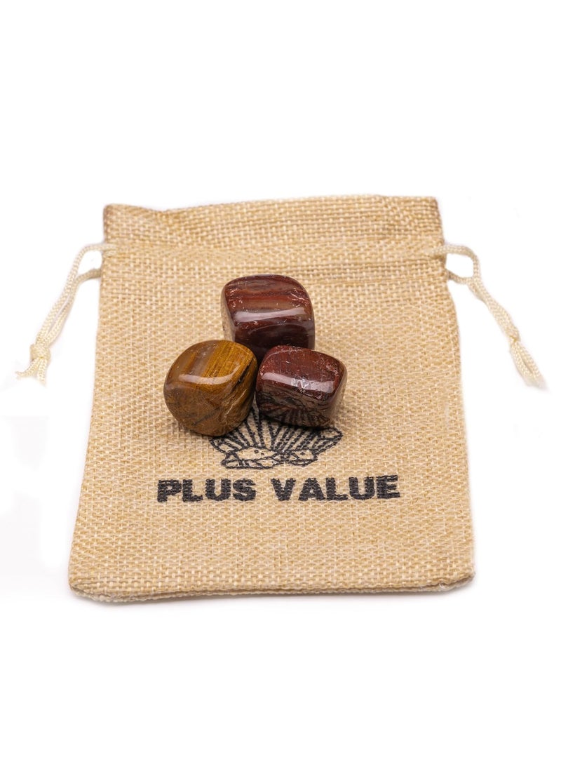 Plus Value Plus Value Petrified Wood Tumbled Pebbles Stone Crystal Reiki Healing Aura Chakra 50grams Jute Bag  - Image 2