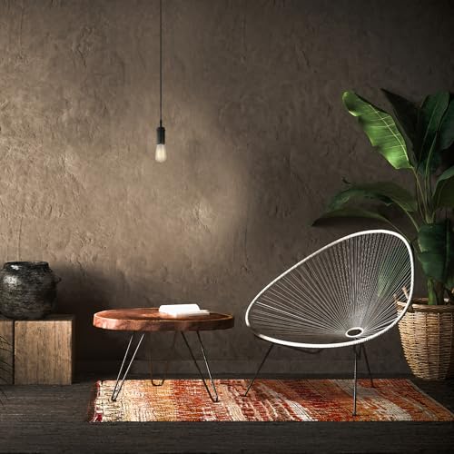 GLOBE Electric 64906 1-Light Pendant, Matte Black, Black Woven Fabric Cord, E26 Base Socket, Kitchen Island, Café, Decorative, Ceiling Hanging Light Fixture, Modern, Vintage, Bulb Not Included - Image 3