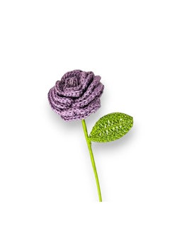 Happy Threads Happy Threads| Button Roses,Eco-Friendly Handcrafted Single Stem Crocheted Flowers - Child-Safe, Lead-Free, Sustainable Decor & Gift Solution- Purple  - Image 2