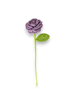 Happy Threads Happy Threads| Button Roses,Eco-Friendly Handcrafted Single Stem Crocheted Flowers - Child-Safe, Lead-Free, Sustainable Decor & Gift Solution- Purple  - Image 1
