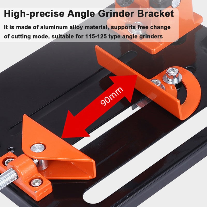 Angle Grinder Bracket Aluminum Alloy 0-45 Degree Adjustable Cutting Support - High Accuracy Precise Cutting Tool for Metal Woodworking 115-125 Grinder Compatible - Image 4