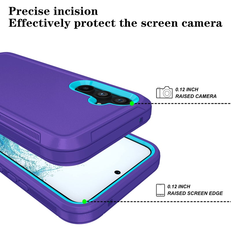 ONOLA Phone Case for Samsung Galaxy S23 Case with HD Screen Protector, Heavy Duty Shockproof & Dropproof 3-Layer Cover Phone Case for Galaxy S23 6.1'',PurpleSkyblue - Image 4