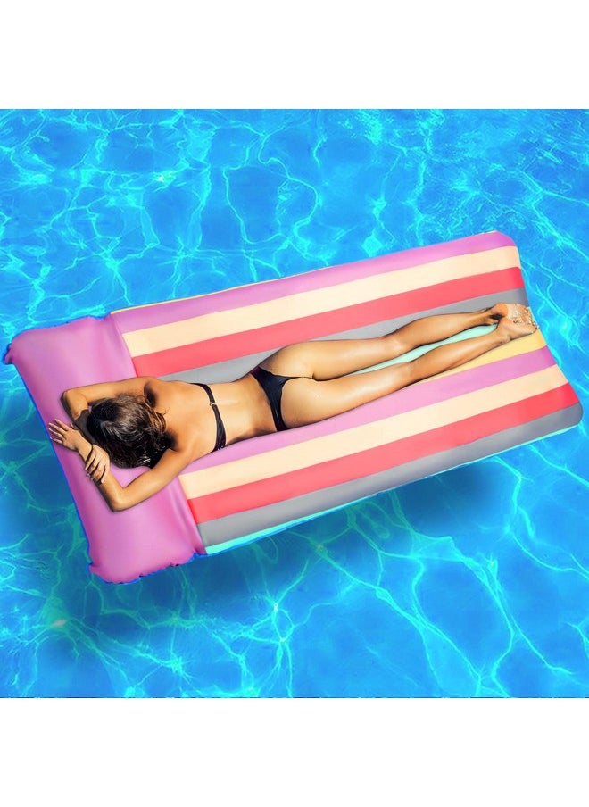 Parentswell - Oversized Pool Floats 72" X 36" X Large Fabric Covered Pool Float With Headrest Inflatable Pool Lounge Chairs Pool Lounger Pool Floaties Pool Party Decorations For Adults - Image 1