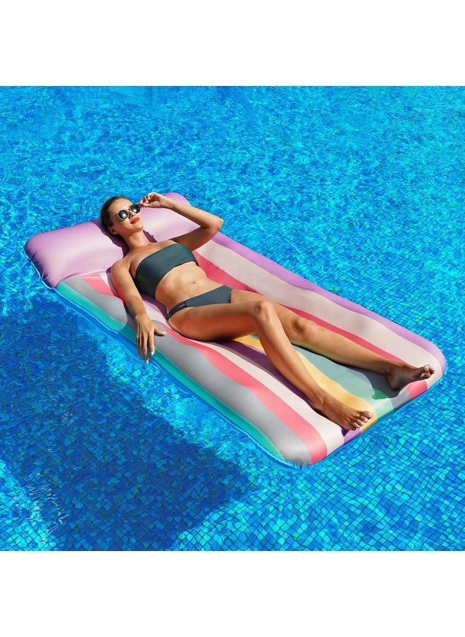 Parentswell - Oversized Pool Floats 72" X 36" X Large Fabric Covered Pool Float With Headrest Inflatable Pool Lounge Chairs Pool Lounger Pool Floaties Pool Party Decorations For Adults - Image 1