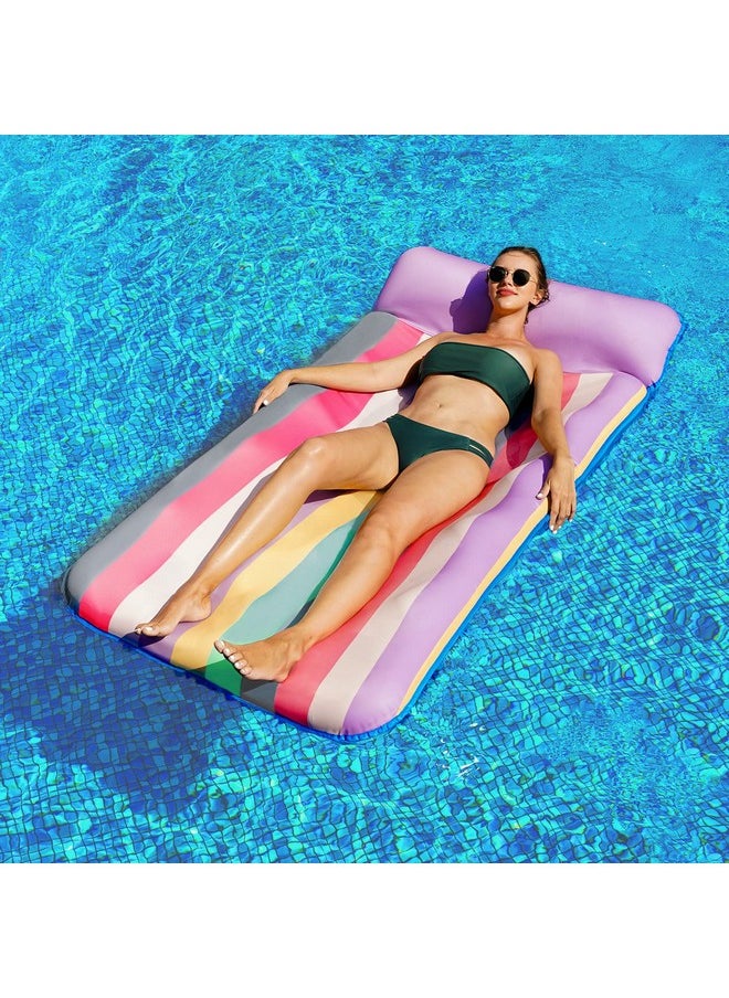 Parentswell - Oversized Pool Floats 72" X 36" X Large Fabric Covered Pool Float With Headrest Inflatable Pool Lounge Chairs Pool Lounger Pool Floaties Pool Party Decorations For Adults - Image 1