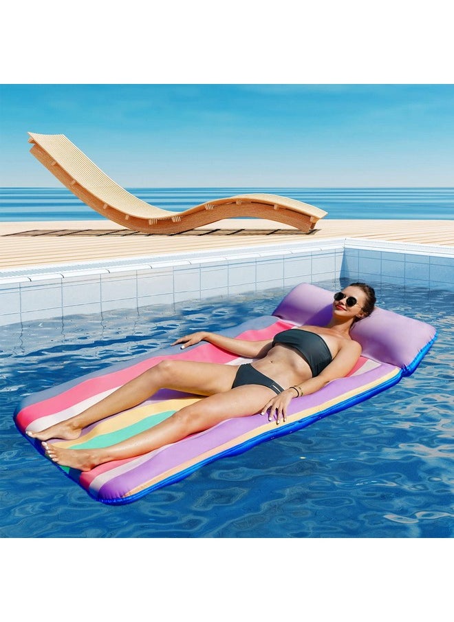 Parentswell - Oversized Pool Floats 72" X 36" X Large Fabric Covered Pool Float With Headrest Inflatable Pool Lounge Chairs Pool Lounger Pool Floaties Pool Party Decorations For Adults - Image 1