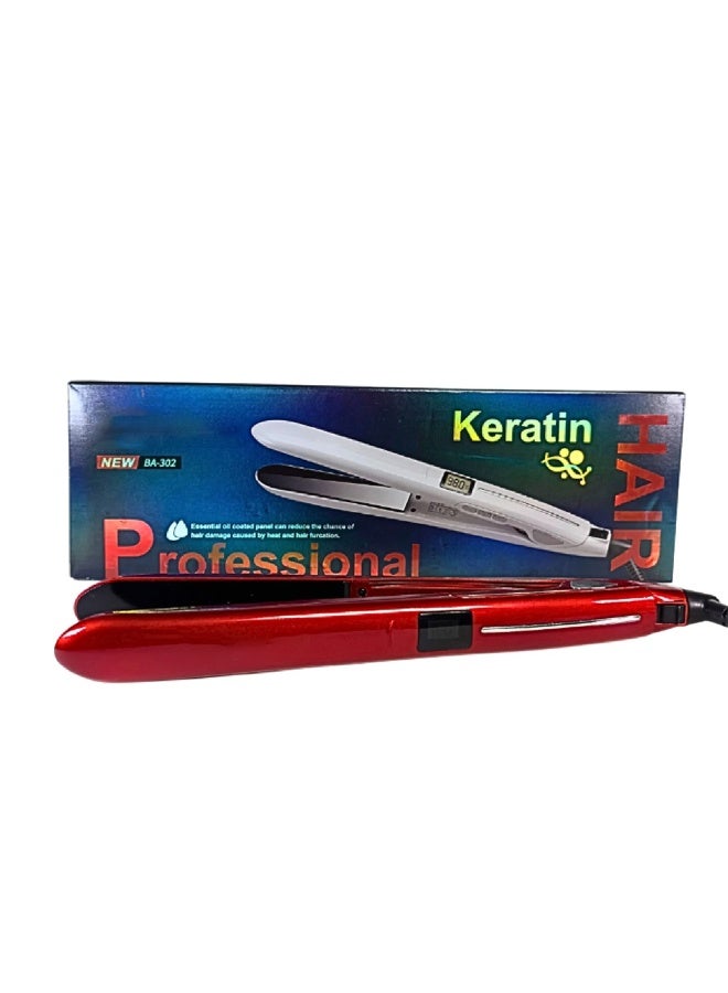 Professional hair straightener BA-302, with plate technology coated with nourishing oils and keratin effect, digital screen to display temperature, fast heating, lightweight and easy to use, professional design ideal for home or salon use - Image 3