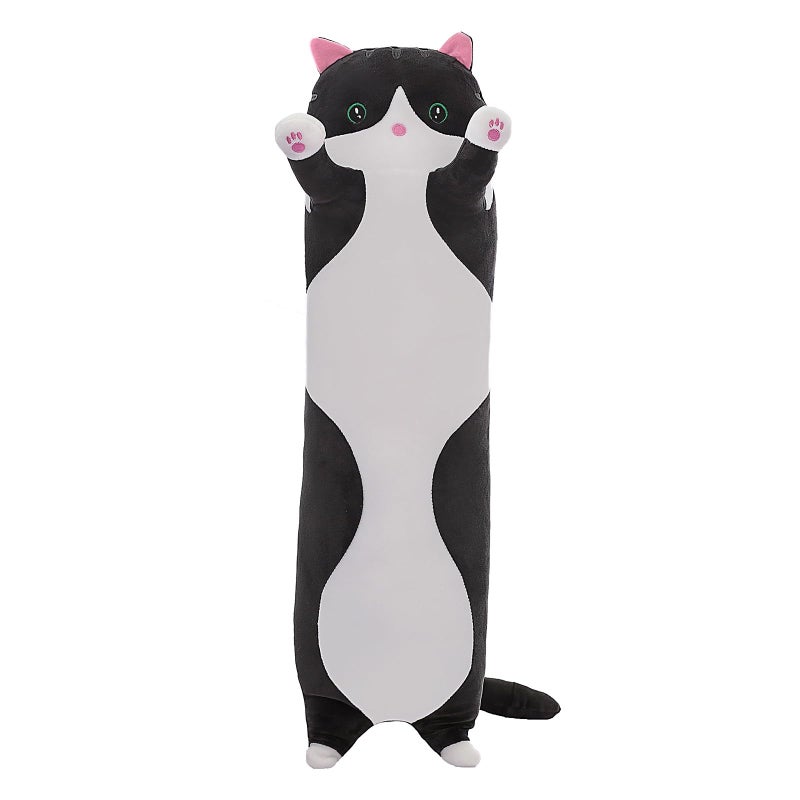 SHINUOER Cute Cat Plush Long Body Pillow Soft Cartoon Stuffed Animal Doll Kawaii Cat Plushie Cuddle Toy for Kids Girls Girlfriend Black 197 Inch - Image 3