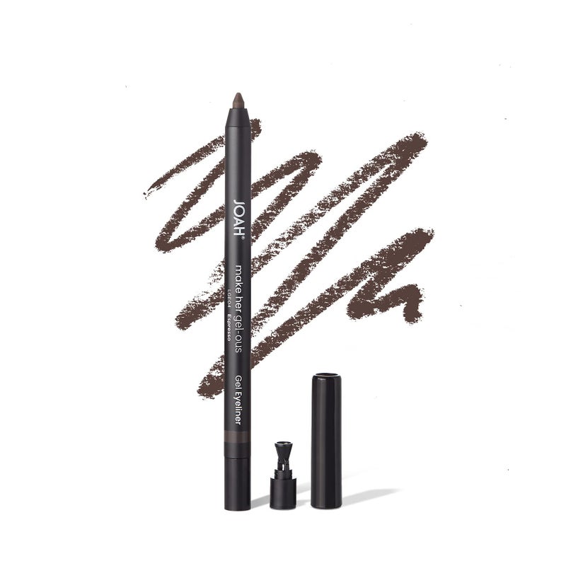 JOAH Make Her Gel-ous Gel Eyeliner with Self-Sharpening Pencil, Waterproof & Long-Lasting Intense Color Definition & Finish, Creamy No-Tug Formula - Espresso - Image 1