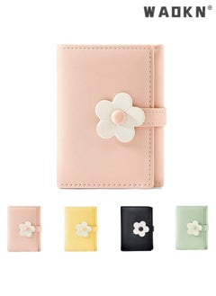 WAOKN Elegant Small Tri-fold Wallet for Women, PU Leather Print with Flower Pattern, Including Cash Pocket, Card Holder, Coin Purse and ID Window(Pink)  - Image 1