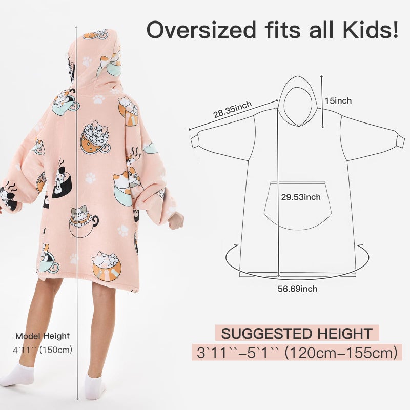 SENVINI Wearable Blanket Hoodie, Oversized Blanket Sweater With Sleeves for Teen Girls 10-12, Fuzzy Cozy Big Hooded Blanket Sweatshirt Jacket Robe, Cute Hideout Hoodie for Girl Sister Gifts - Image 5