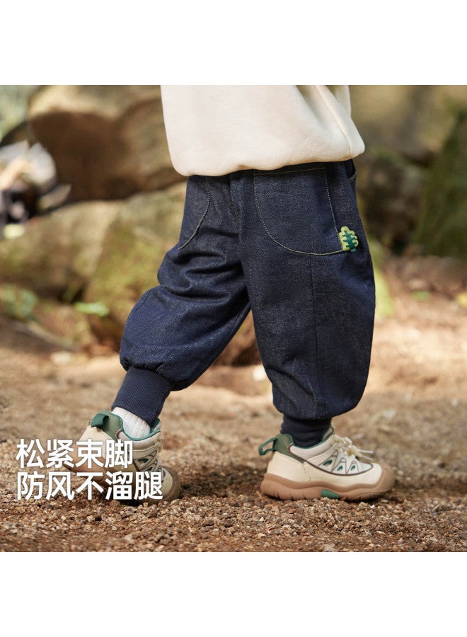 Boys' Fleece Jeans, Warm Children's Pants For Spring And Autumn, Versatile Girls' Pants - Image 4