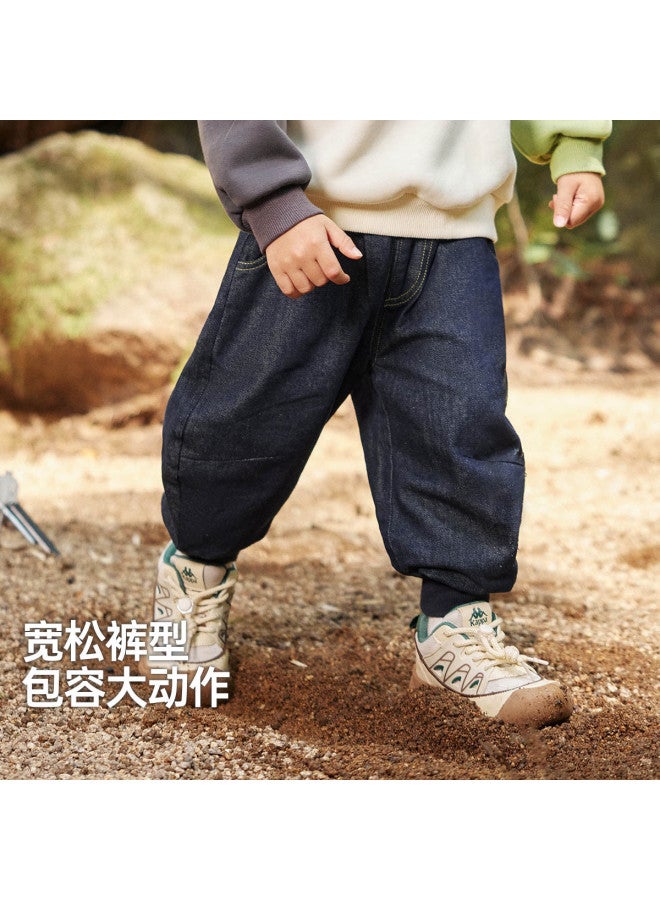 Boys' Fleece Jeans, Warm Children's Pants For Spring And Autumn, Versatile Girls' Pants - Image 3