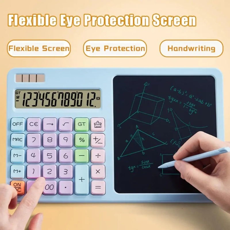 حاسبة كبيرة بشاشة LCD مكونة من 12 رقمًا مع لوحة كتابة ووظائف علمية قياسية ملونة - Image 5