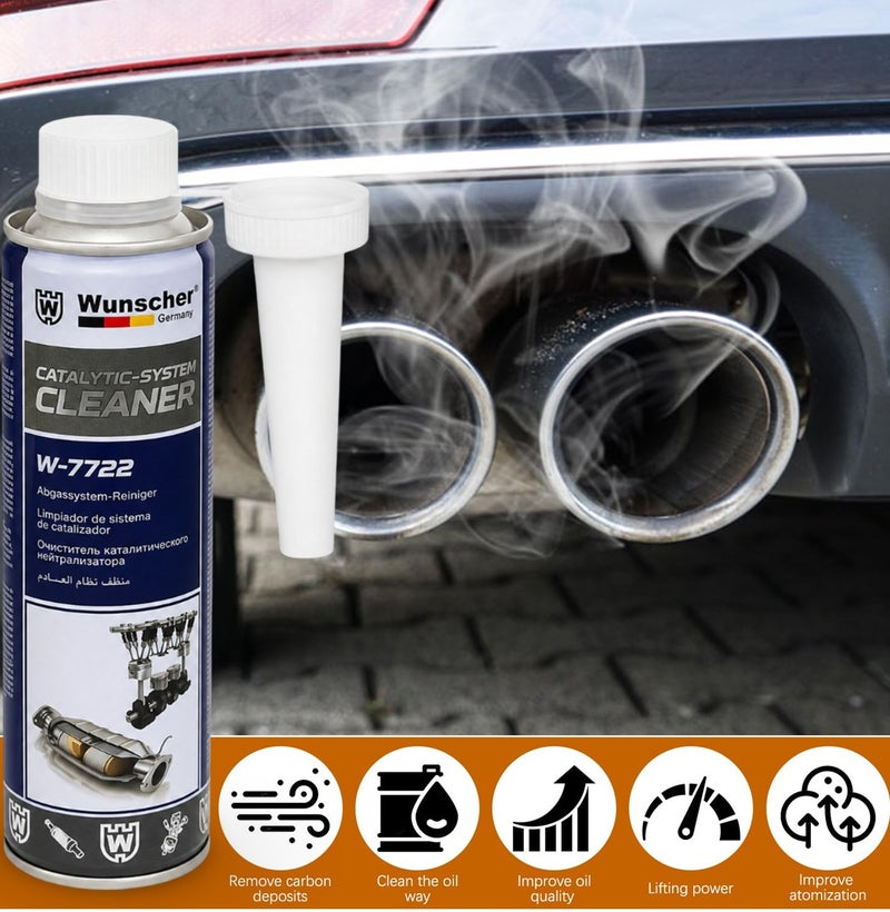 Wunscher W-7722 Catalytic System Cleaner 300ML x 3PCS, 900ML Petrol & Diesel Fuel Additive, Catalytic Converter DPF Injection Exhaust Cleaner, Carbon Soot Deposit Remover, Engine Maintenance Treatment - Image 3