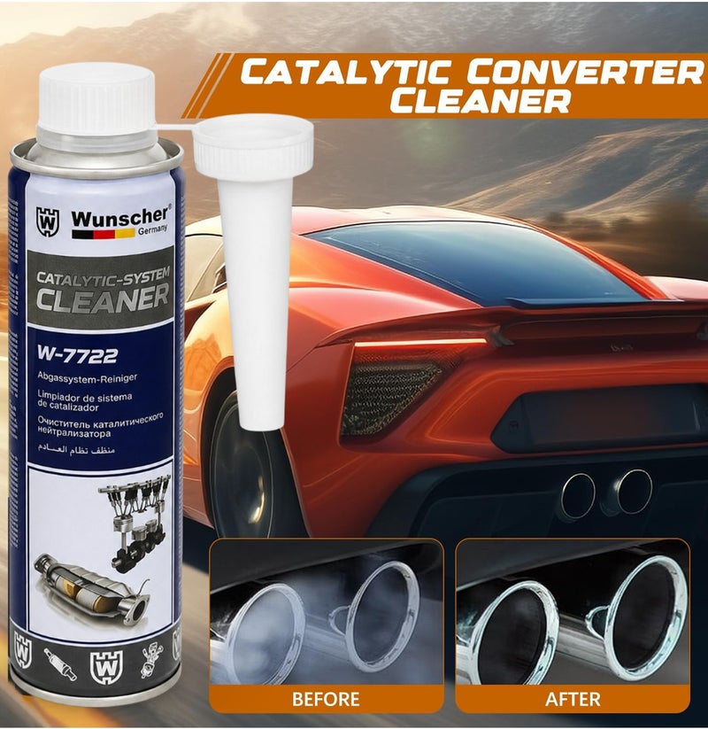 Wunscher W-7722 Catalytic System Cleaner 300ML x 3PCS, 900ML Petrol & Diesel Fuel Additive, Catalytic Converter DPF Injection Exhaust Cleaner, Carbon Soot Deposit Remover, Engine Maintenance Treatment - Image 4