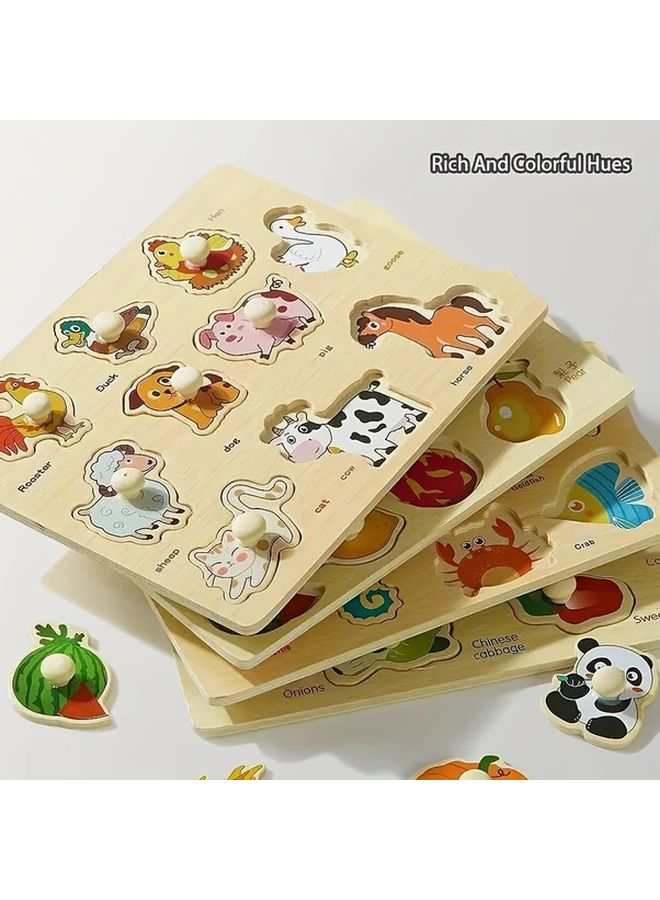 Vegetable Wooden Puzzle Shape Matching Cognitive Development Educational Toy - Image 4