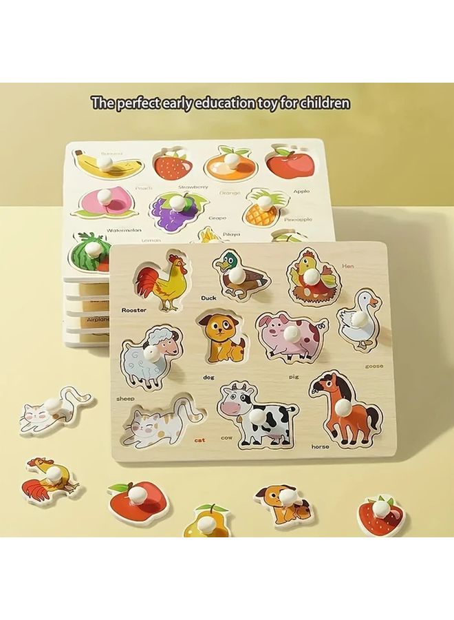 Vegetable Wooden Puzzle Shape Matching Cognitive Development Educational Toy - Image 5