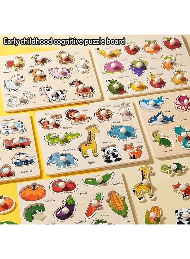 Vegetable Wooden Puzzle Shape Matching Cognitive Development Educational Toy - Image 2
