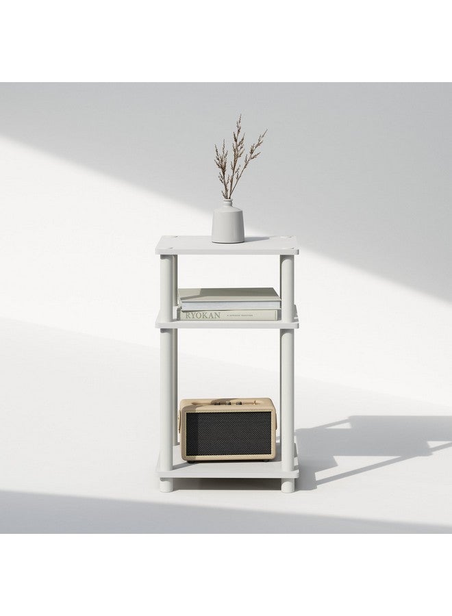 Furinno طاولة نهاية فوريينو ذات 3 طبقات، 1 عبوة، أبيض/أبيض - Image 4