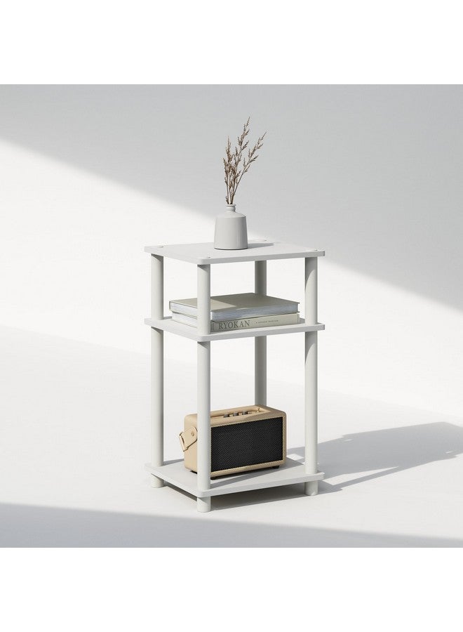 Furinno طاولة نهاية فوريينو ذات 3 طبقات، 1 عبوة، أبيض/أبيض - Image 3