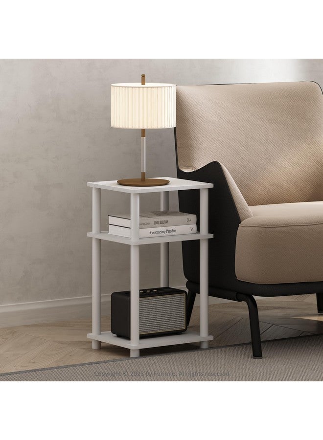 Furinno طاولة نهاية فوريينو ذات 3 طبقات، 1 عبوة، أبيض/أبيض - Image 1