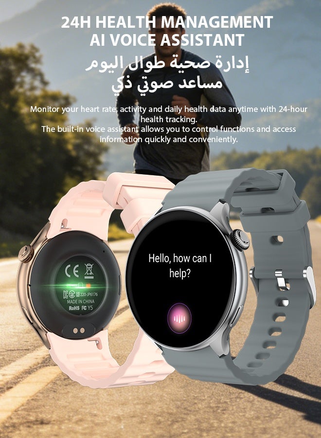 وابيك ساعة ذكية Y5 من علامة كورية، ساعة عملية ورياضية مقاومة للماء، مع مكالمات بلوتوث، متوافقة مع أندرويد وiOS، ساعة ذكية للرجال والنساء، طلاء بتفريغ الهواء من سبائك الزنك، مراقبة معدل ضربات القلب - Image 5