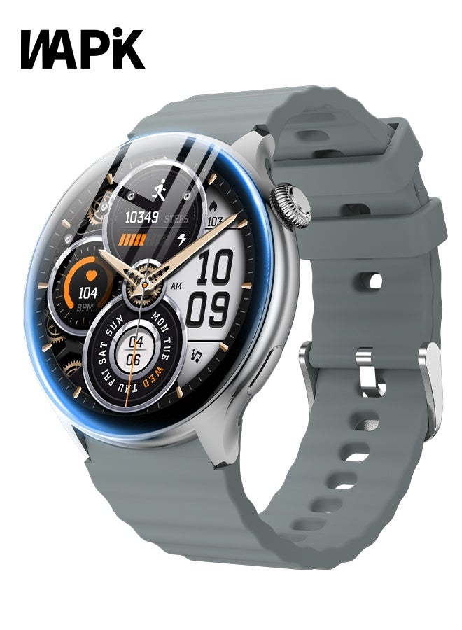 WAPIK Korean Brand Smart Watch Y5, Business Smartwatch, Waterproof Fitness Watch, Bluetooth Calling, Compatible with Android and iOS, Smartwatch For Men and Women, Zinc Alloy Vacuum Plating, Heart Rate Monitoring - Image 1