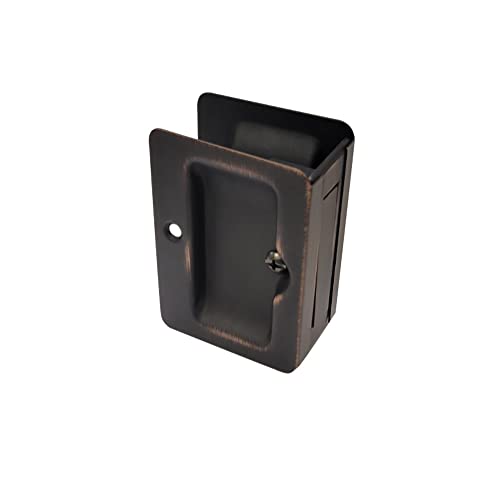 QCAA Premium Quality Solid Brass Rectangular Pocket Sliding Door Pull Passage Lock 314X214 Aged Classic Bronze 1 Pack Made in Taiwan - Image 1