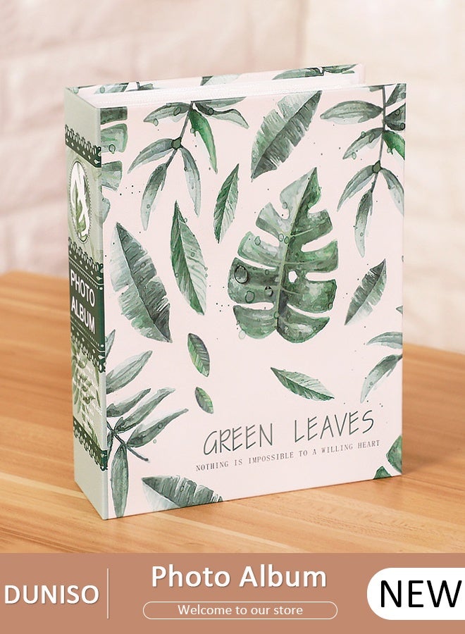 DUNISO ألبوم صور، كتاب ألبوم صور 100 صورة، ألبومات بنمط ورقة شجرة نسيم الصيف، صديقة للبيئة، تخزين الأعمال الفنية أو بطاقات البريد، مثالي لحفلات الزفاف، صور الأطفال وذكريات السفر - Image 1