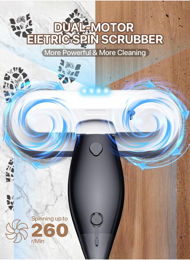 Joshberg Electric Spray Mop for Floor Cleaning,Retractable Spin Mop with Water Spray,Cordless Electric Mop with 2 Pcs Brush head And 4 Pcs Reusable Pads,2 Speeds,Up to 50 Mins Powerful Lazy Mop for Wood, Hardwood, Laminate, Tile,Marble Floors  - Image 2