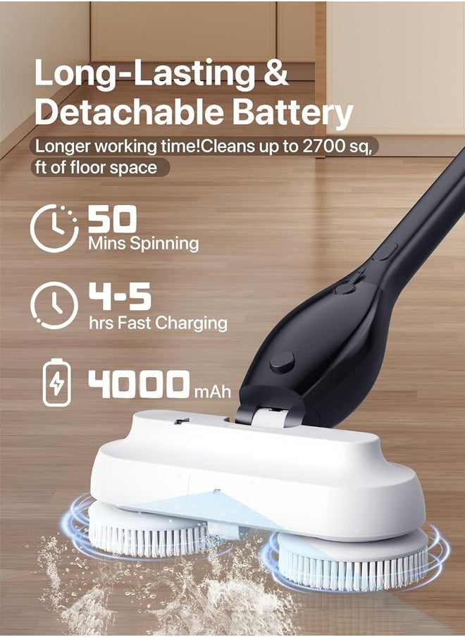 Joshberg Electric Spray Mop for Floor Cleaning,Retractable Spin Mop with Water Spray,Cordless Electric Mop with 2 Pcs Brush head And 4 Pcs Reusable Pads,2 Speeds,Up to 50 Mins Powerful Lazy Mop for Wood, Hardwood, Laminate, Tile,Marble Floors  - Image 3