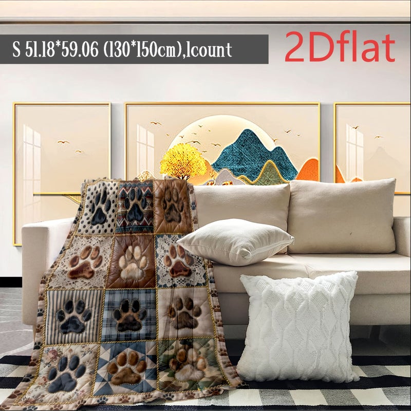 1 قطعة بطانية فلانيل كبيرة ناعمة جدًا مقاس 75 × 100 سم، تصميم فينتج يحتوي على طبعات مخالب كلاب مع نقاط منقطة ونقوش عرقية، حواف من الدانتيل والجلد، قابلة للغسل في الغسالة، غطاء سرير لعشاق الكلاب، فراش مريح وديكور منزلي متعدد الألوان. - Image 4