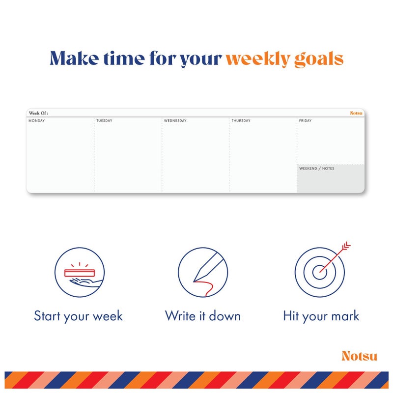 Notsu Weekly Planner Mini Notepad | Minimalist Undated Calendar Desk Pad, Fits Under Keyboard - Image 5