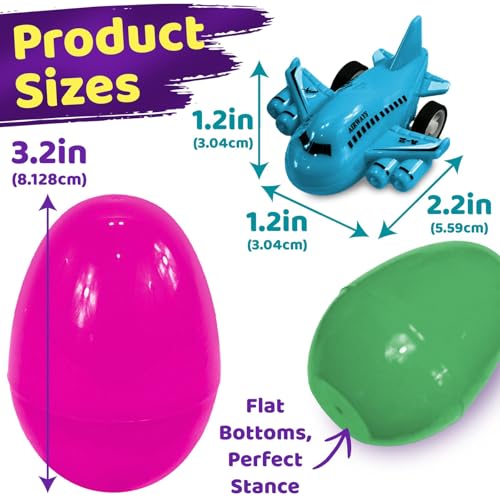 stargo 16 Pack Colorful Prefilled Easter Eggs bulk with toys mini Aircraft pullback Helicopters Airplanes Plastic Easter Eggs Filled Basket Fillers Egg Hunts Party Favors Boys Goodie Bags - Image 5
