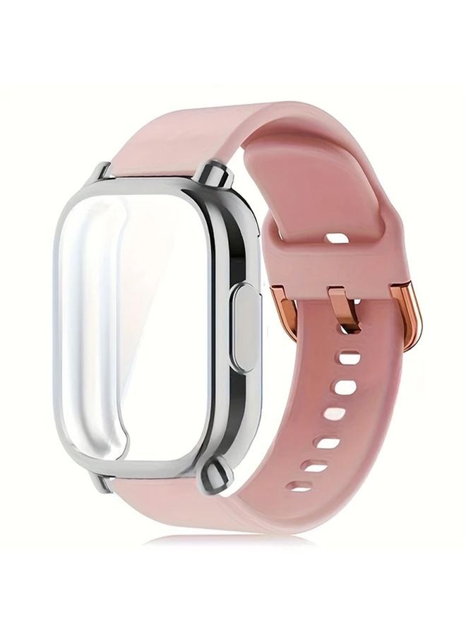 Pink Silicone Strap with Case for Xiaomi Redmi Watch 5 Lite Full Cover Screen Protector - Image 1