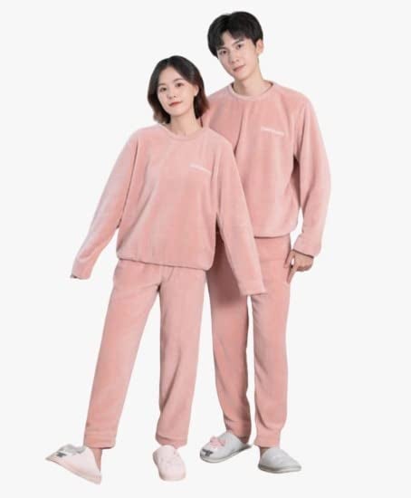 Ukal Women's and Men's Wool Blend & Fleece Fur, Core Velvet Full Length Winter Nightwear Pajama Set Free Size (Pink) - Image 2