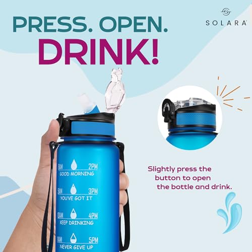 SOLARA Sipper Water Bottle for adults 1 Litre, Leakproof, BPA-Free, Durable Tritan, Water Bottle for Gym, Kids, School, Office, Motivational Time Marker, 1Ltr Sipper Bottle with straw, Blue Boss - Image 5