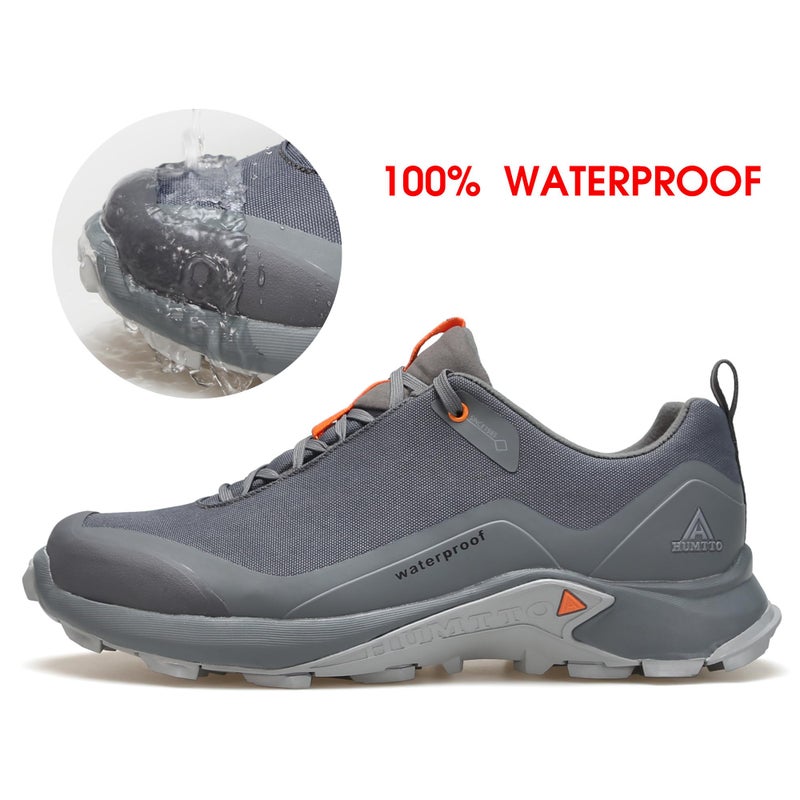 HUMTTO Men's All-Terrain Waterproof Hiking Shoes Lightweight Breathable Trekking Trails Shoes Anti Slip Outdoor Shoes 10.5 Grey - Image 4