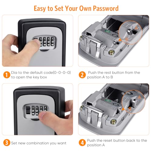 Fayleeko Key Lock Box Wall Mounted - Clearly Visible Keys, Portable Security Safe for Indoor, Outdoor, Garage, Garden, Store (1 Pack, Grey) - Image 5