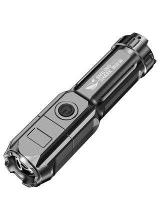Smiling Shark Portable Mini High Brightness Colorful Flashlight Telescopic Zoom Camping Flashlight Three-gear Adjusting Flashlight-Color:622b Retractable Flashlight-black [built-in Battery 600mah] - pzsku/Z66F5E3CF117BA44E3C9CZ/45/1746199435/31c44350-8b05-4ee1-b5e0-6ef04453967f