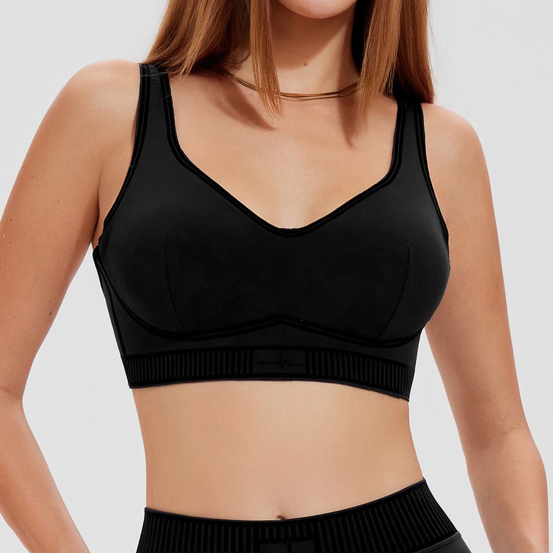 Sports Bra Black European and American Nude Yoga Outer Wear Running Fitness Adjustable High-intensity Push-up Bra