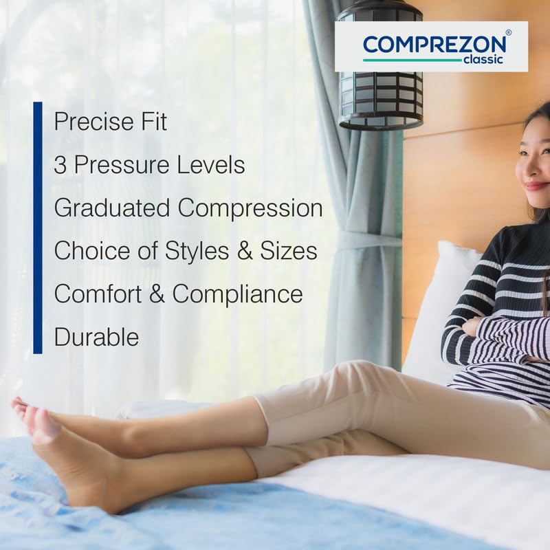 COMPREZON Classic Lycra Medical Compression Stockings | Class 1 Compression | Groin Length | Pain Relief & Swelling Reduction | Compression Socks for Men and Women | Varicose Veins Stockings - Image 4