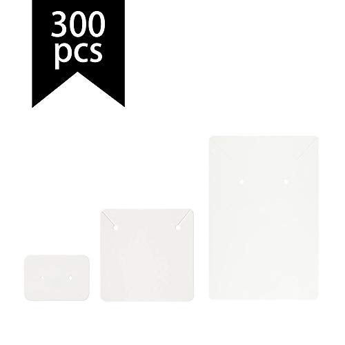 Calculs Jewelry Cards for Necklace and Earrings Display Bracelet Card Holder, Multi-Size Blank Paper Tags for DIY Ear Studs and Necklace | 300 Pcs/Set White - Image 2