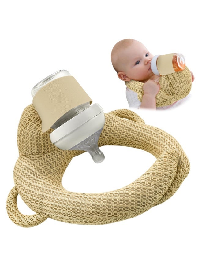 DMG TECH Hands-Free Nursing Pillow with Anti-Bias Headrest, 3D Bean Velvet Temperature-Regulating Cushion for Bottle Feeding, Ergonomic Support for Mom & Baby, Washable Nursing Pillow for Newborns - Image 1