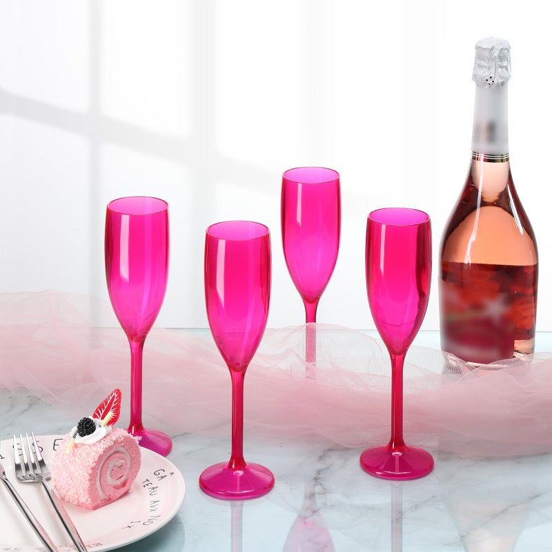 XUWAIDSGN Champagne Flute Acrylic Champagne Glasses Wedding Toasting Champagne Flute Goblet Plastic Reusable Unbreakable Champagne Cups for Bachelorette Wedding Bridal Shower Party (Hot Pink, 10) - Image 4