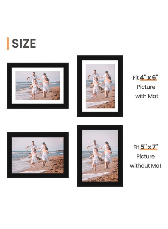 upsimples 5x7 Picture Frame Set of 10, 4x6 with Mat or 5x7 Without Mat, Multi Photo Frames Collage for Wall or Tabletop Display, Black - Image 5